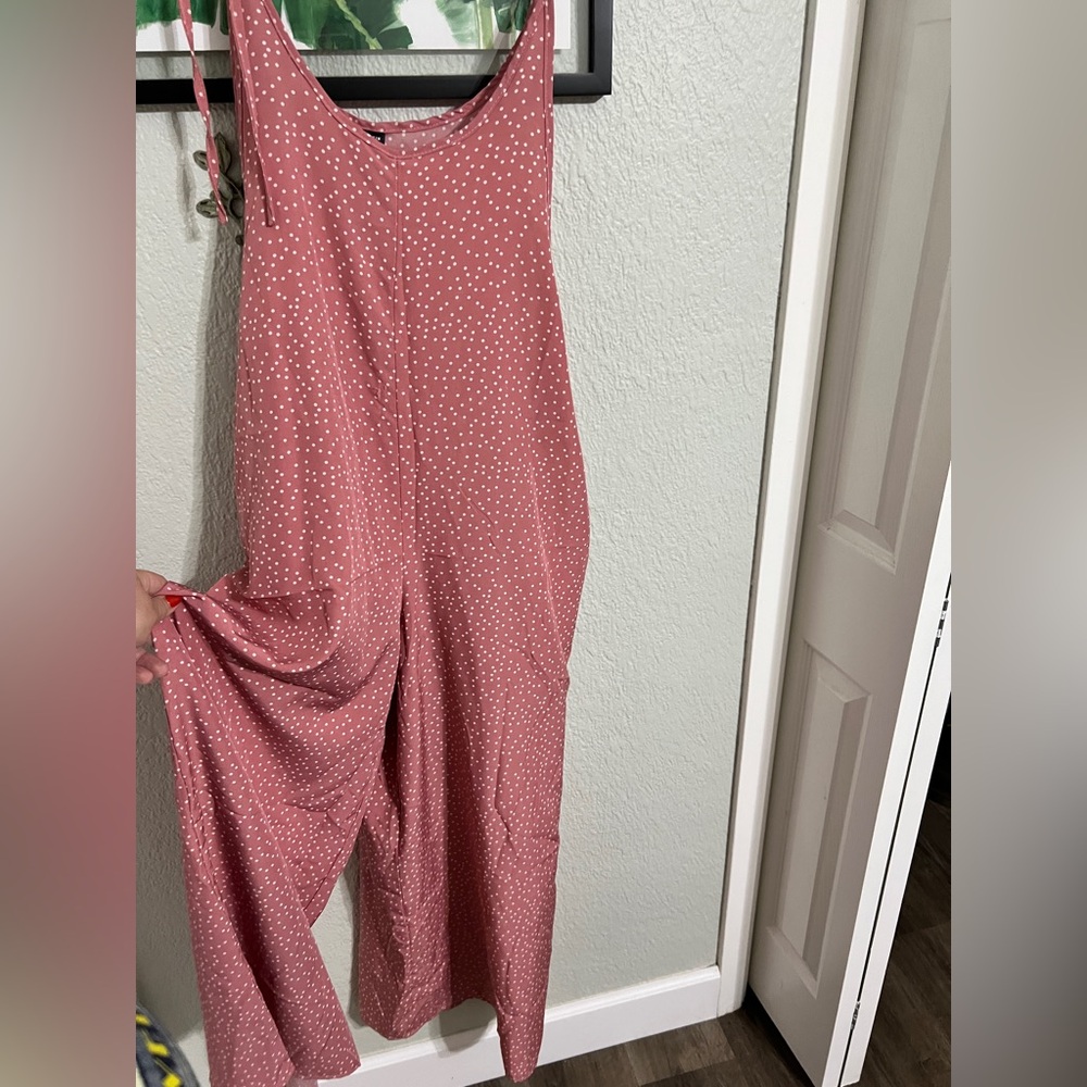 SHEIN Dusty Rose Polka Dot Jumpsuit